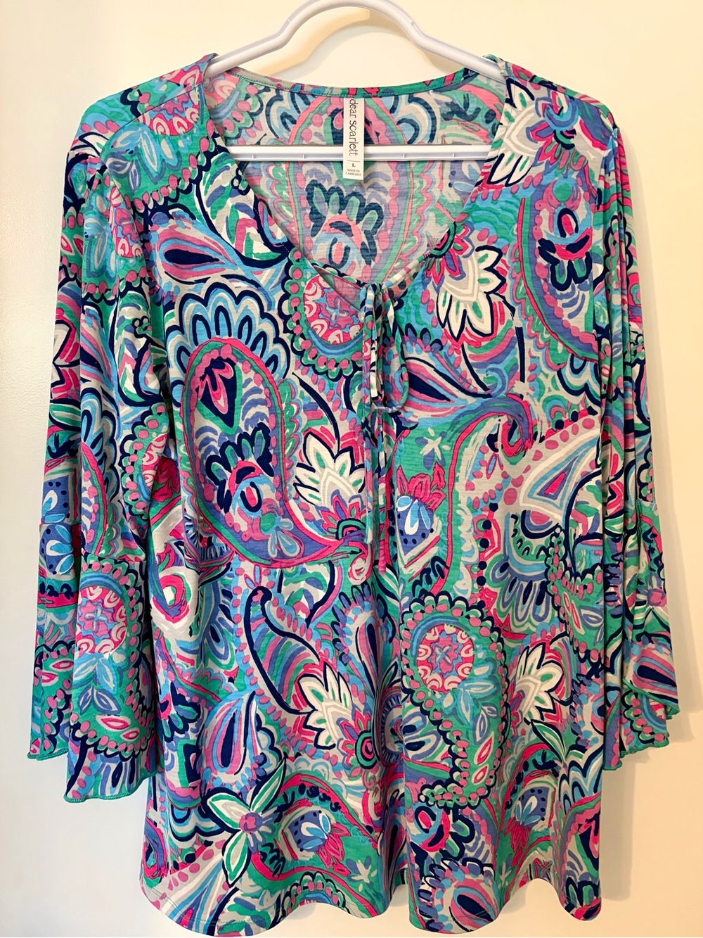 Dear Scarlett Paisley Tie-Front Tunic Top in Multicolor